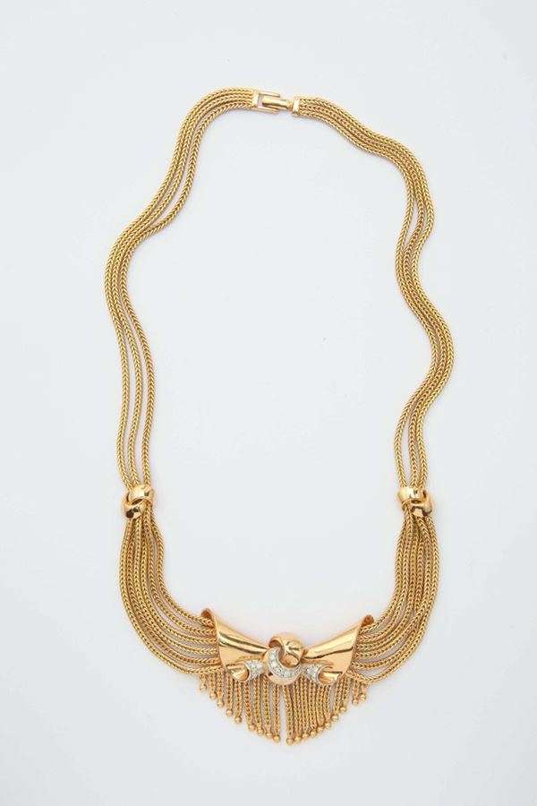 A gold and diamond necklace