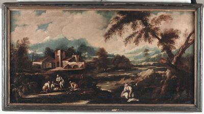 Alessandro Magnasco (genova 1667-1749), Seguace Dipaesaggio con Figure