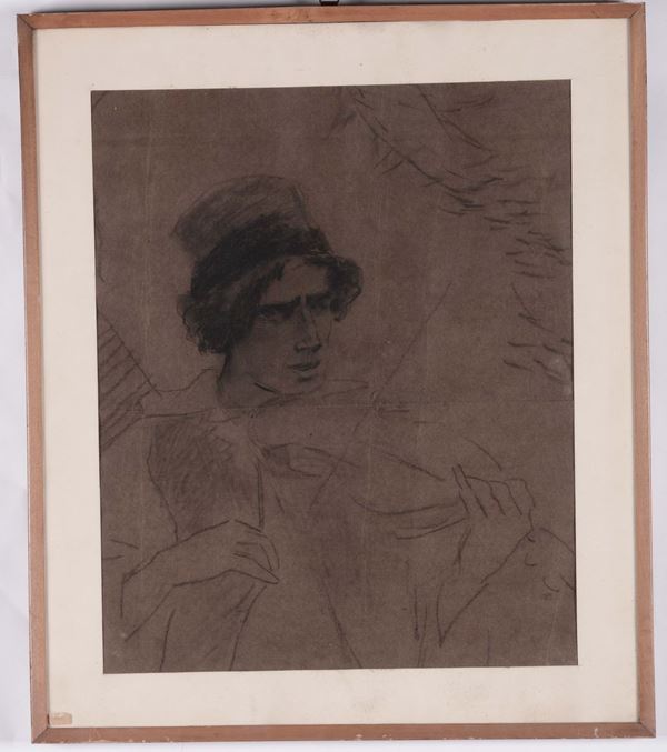 Lotto di due disegni a carboncino, XX secolo