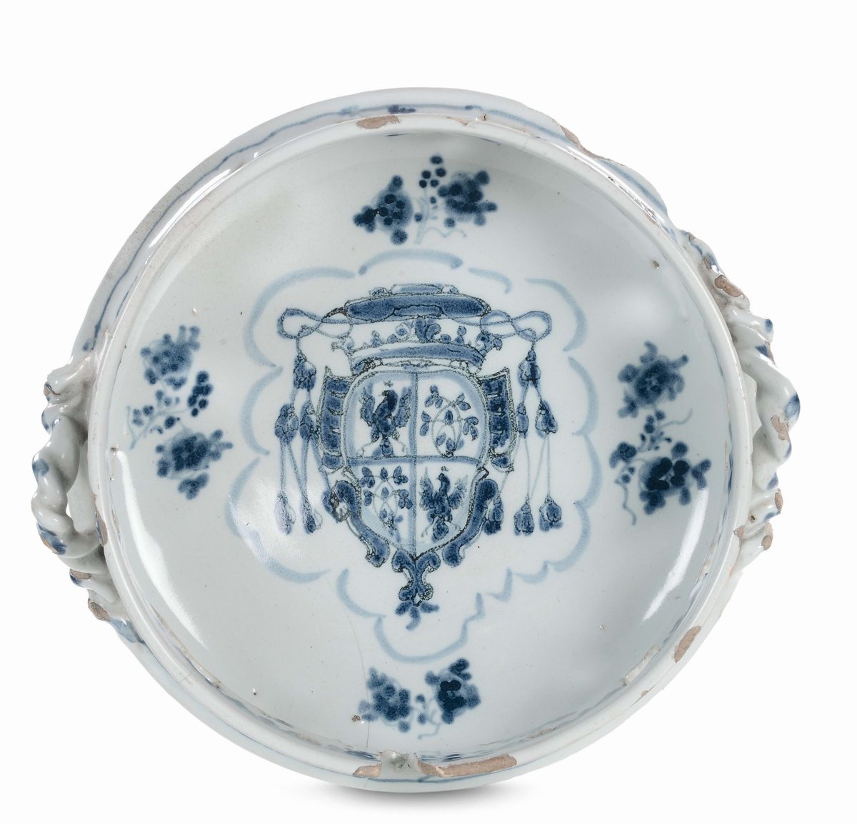 Alzata in Maiolica Bianca e Blu, XVIII Secolo
