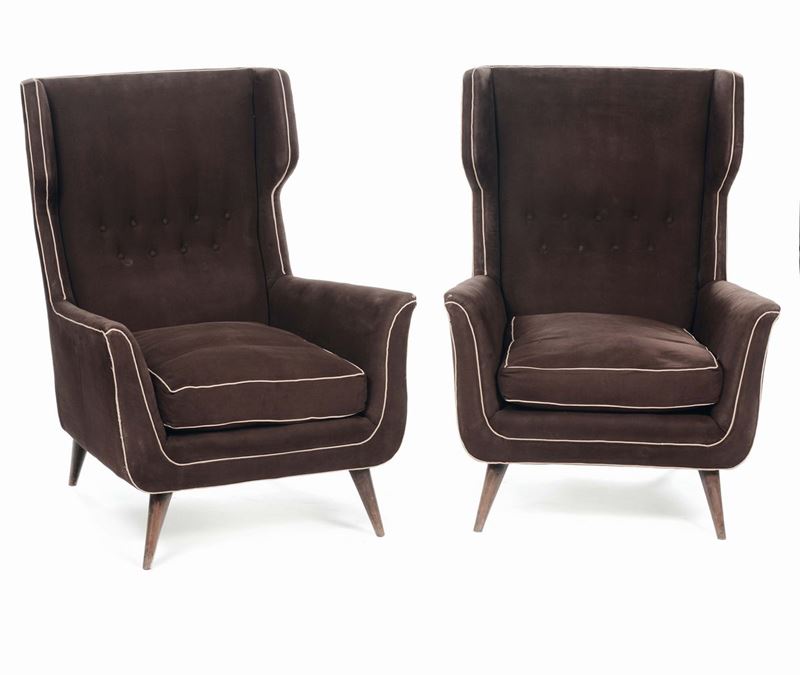 Coppia di poltrone con struttura in legno  - Auction Design - IV - Cambi Casa d'Aste