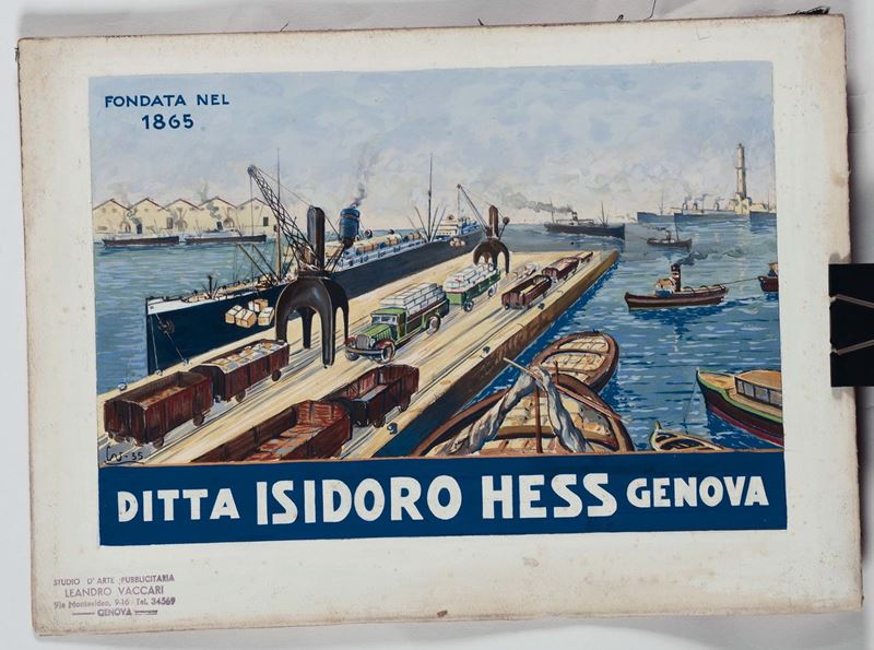 Leandro Vaccari (1905-1979) Bozzetto per manifesto pubblicitario ditta isidoro Hess  - Asta Dipinti del XIX e XX secolo - Cambi Casa d'Aste