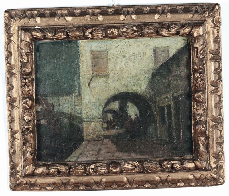 Rodolfo Paoletti (1866-1940), attribuito a Calle veneziana  - Auction 19th and 20th Century Paintings - Cambi Casa d'Aste