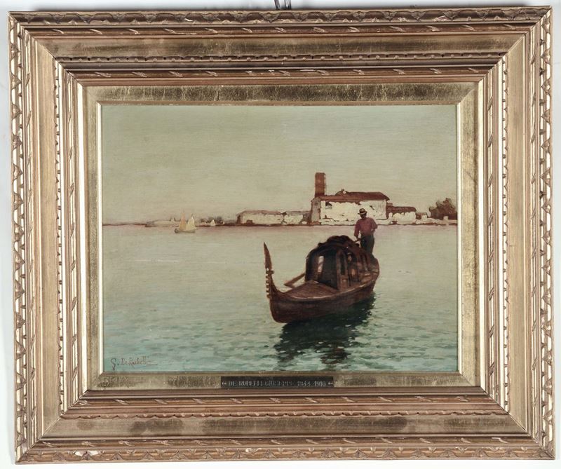 Giuseppe De Rubelli (1844-1916) Gondola in laguna  - Asta Dipinti del XIX e XX secolo - Cambi Casa d'Aste