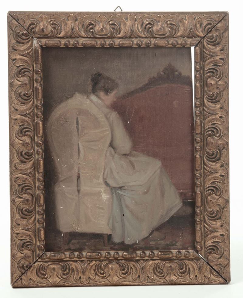 Federico Maragliano (1873 - 1952) Figura in interno  - Asta Dipinti del XIX e XX secolo - Cambi Casa d'Aste