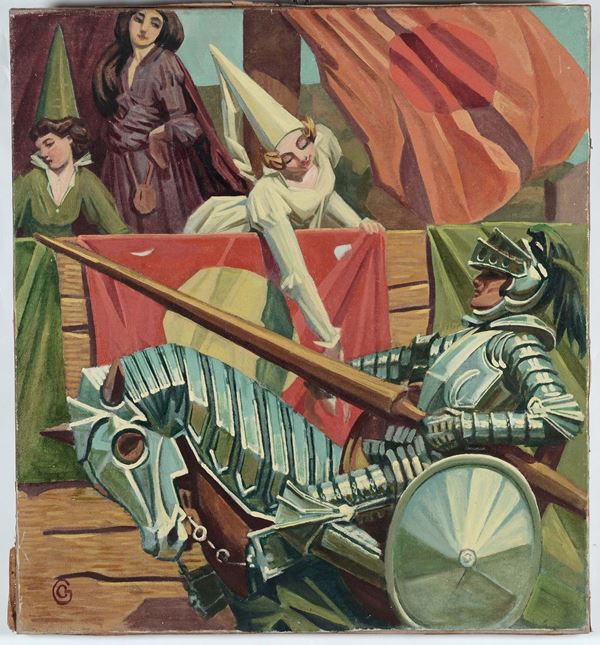 Cornelio Geranzani (1880-1955) Scena medievale