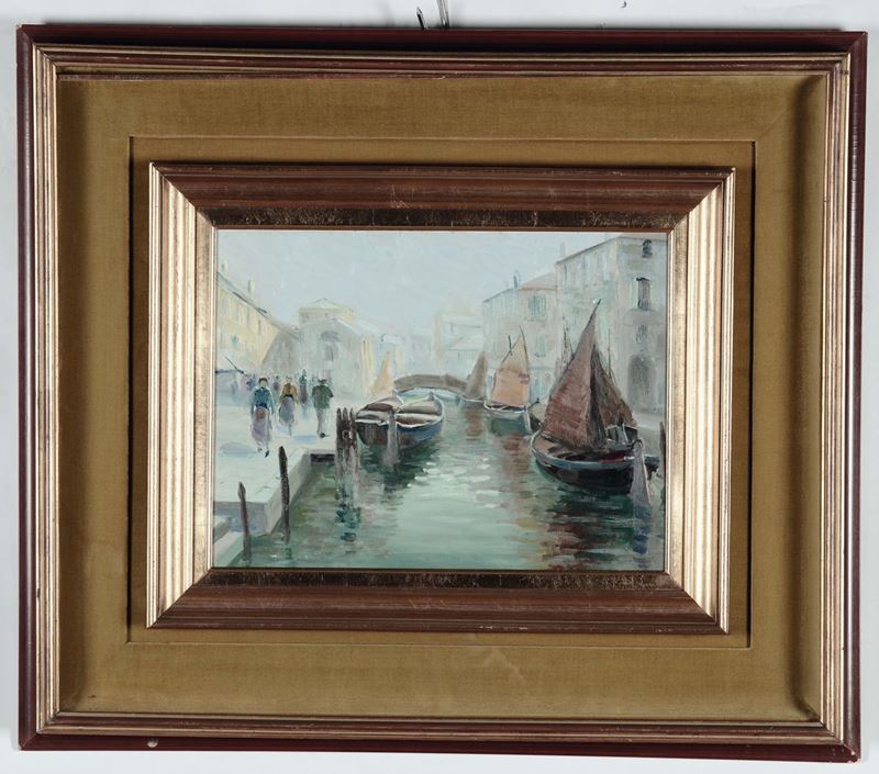 Vittorio Nattino (1890-1971) Canale a Chioggia  - Asta Dipinti del XIX e XX secolo - Cambi Casa d'Aste