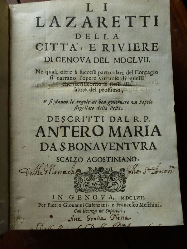 Antero Maria da S. Bonaventura Li lazzaretti della città e riviere di Genova del MDCLVII