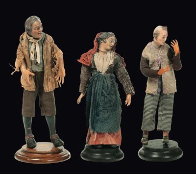 Tre Contadini da Presepe, Napoli XIX Secolo