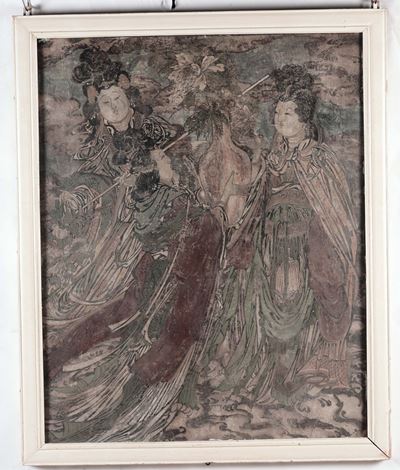 Cina, Dinastia Ming, Affresco policromo raffigurante tre Guanyin, XVI secolo