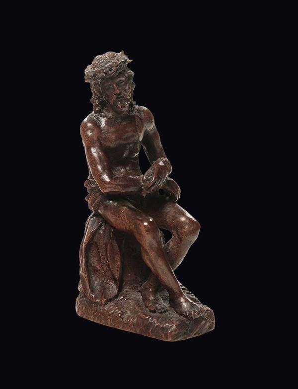 A boxwood mocked Christ figure, French or German art, 17th century
