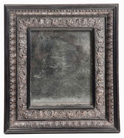 Cornice in Legno Ebanizzato e Lamina D'argento, Italia XX Secolo