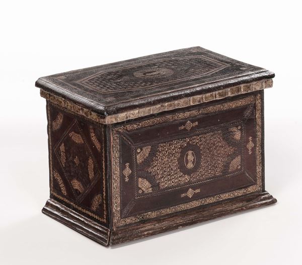 Scatola in legno e pelle, XVIII secolo