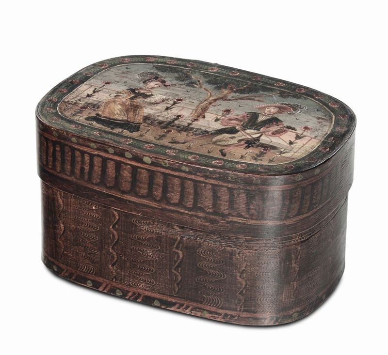 Scatola ovale in legno dipinto  - Asta Antiquariato, Affidamenti da raffinate dimore private - Cambi Casa d'Aste