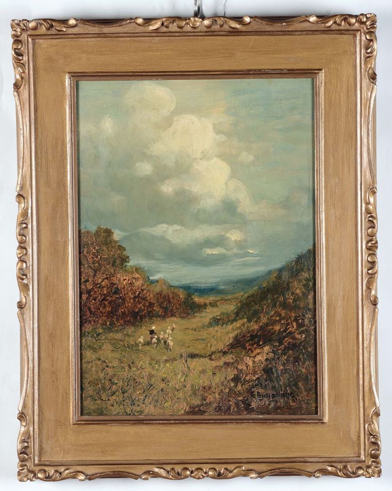 Giuseppe Buscaglione (1868-1928) Paesaggio  - Asta Dipinti del XIX e XX secolo - Cambi Casa d'Aste