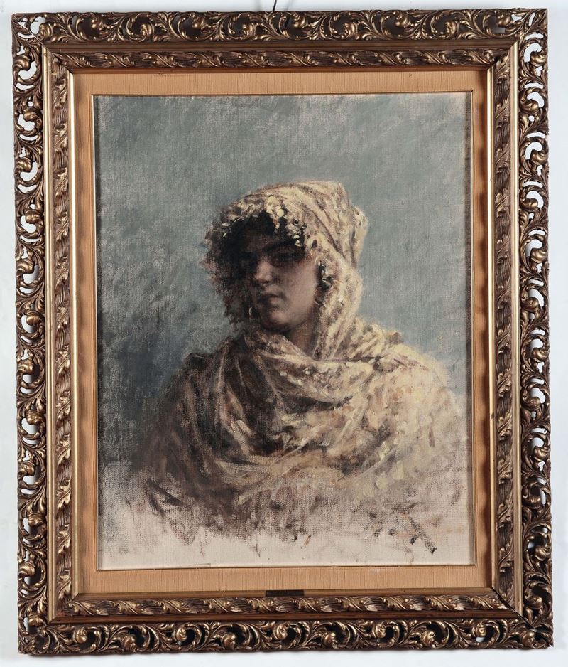 Rubens Santoro (1859-1942), attribuito a Donna con scialle  - Asta Dipinti del XIX e XX secolo - Cambi Casa d'Aste
