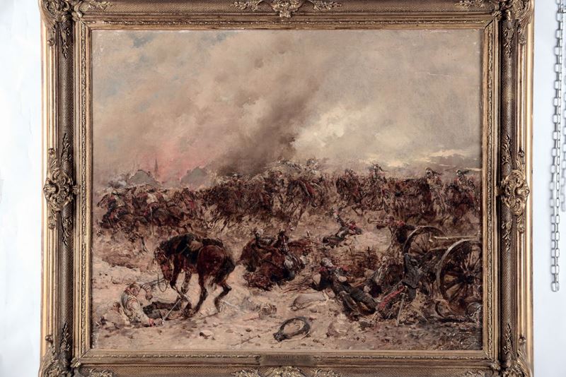 Wilfrid Constant Beauquesne (1847-1913) Battaglia  - Asta Dipinti del XIX e XX secolo - Cambi Casa d'Aste