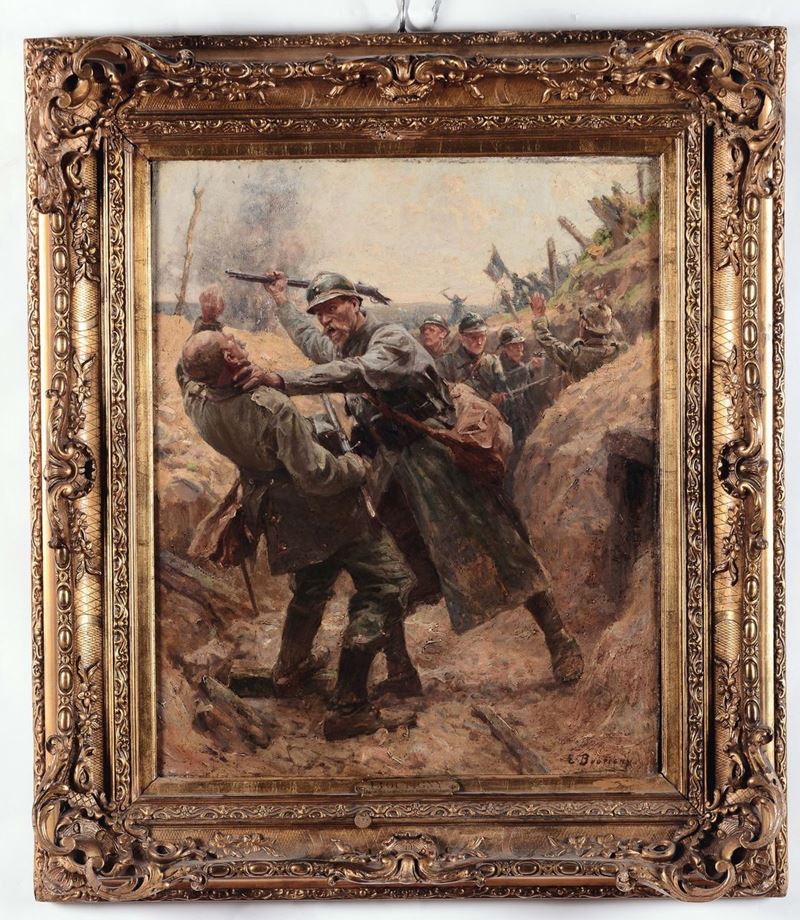 Paul Emile Boutigny (1854-1929), attribuito a Soldati in trincea  - Asta Dipinti del XIX e XX secolo - Cambi Casa d'Aste