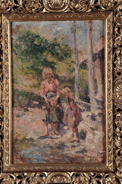 Leonardo Bazzaro (1853-1937), Attribuito Amamma con Bambino