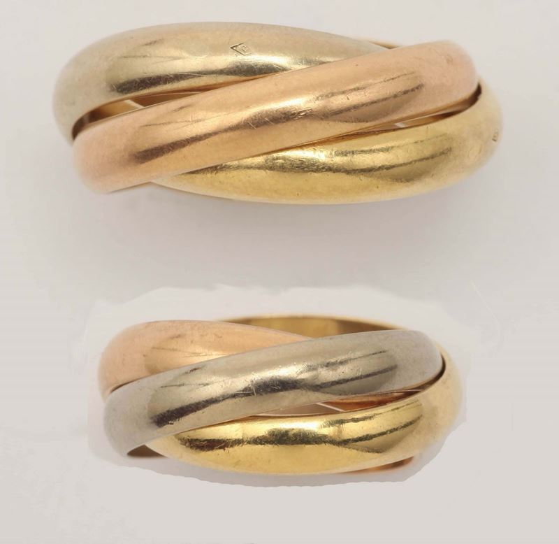 Cartier Trinity. A two gold rings  - Auction Fine Jewels - I - Cambi Casa d'Aste