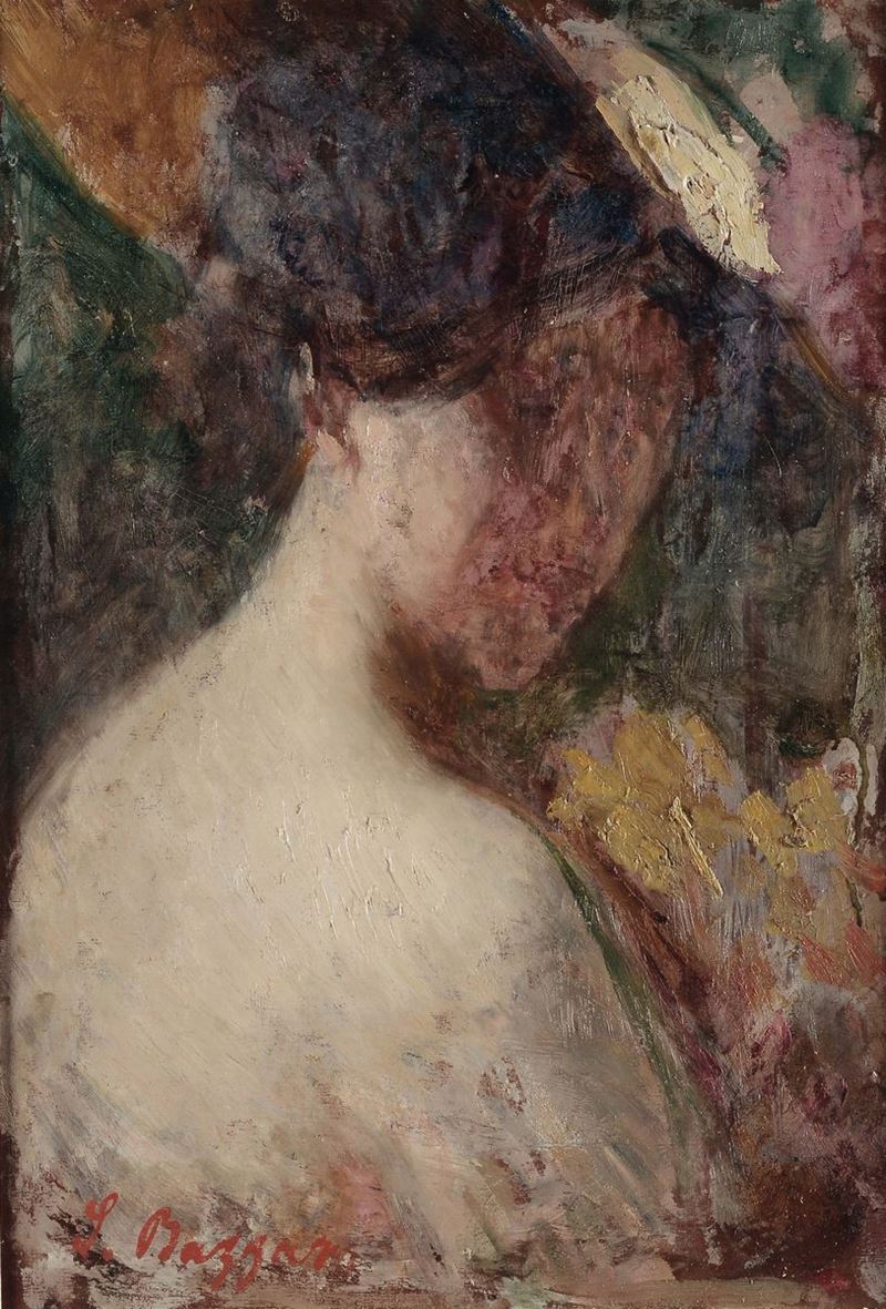 Leonardo Bazzaro (1853-1937) Volto femminile  - Asta Dipinti del XIX e XX secolo - Cambi Casa d'Aste
