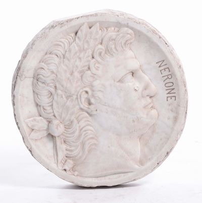 Bassorilievo Circolare Raffigurante Profilo di Nerone. XIX-XX Secolo