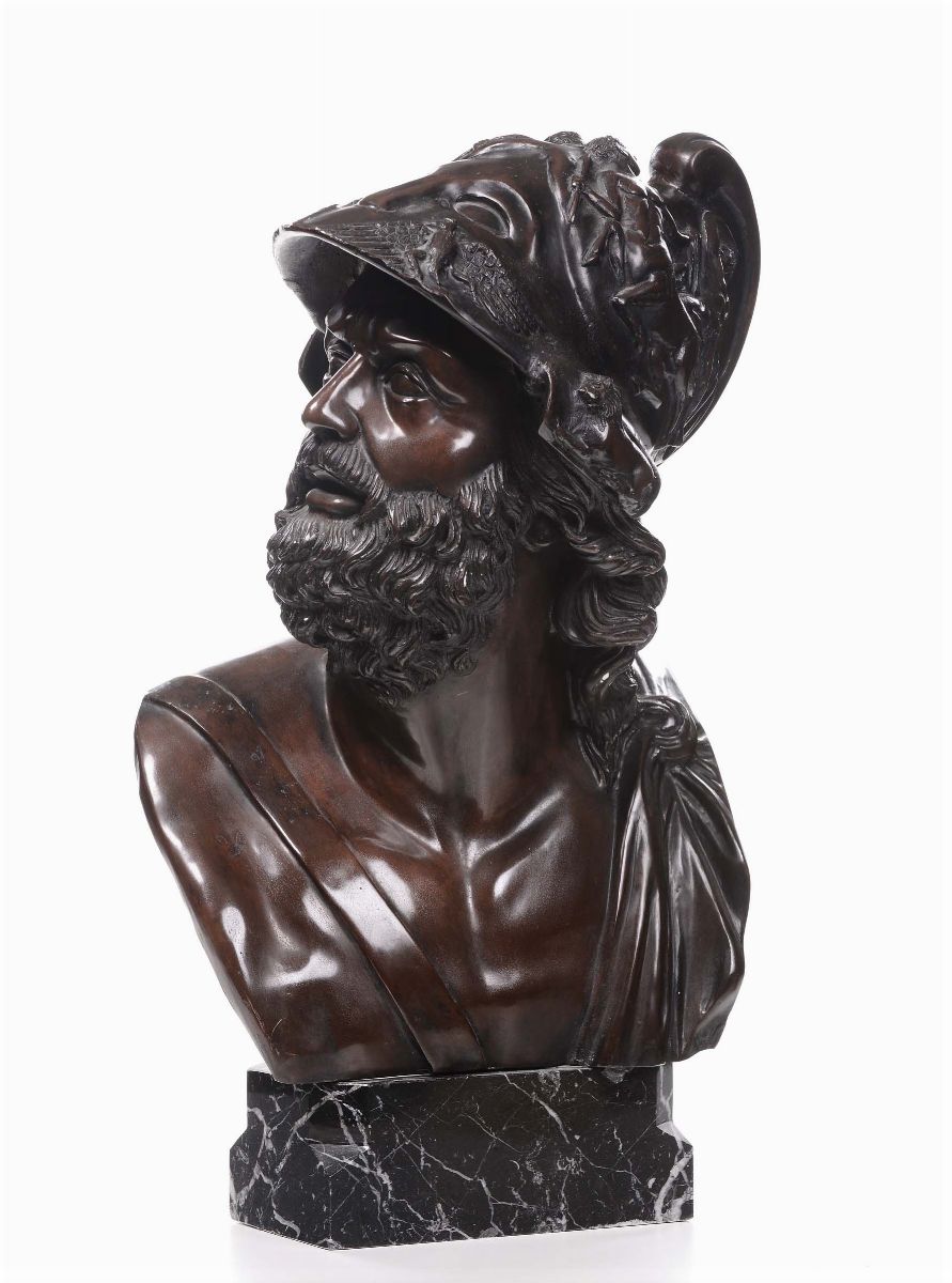 Coppia di Busti in Bronzo Patinato Raffiguranti Ulisse e Nerone, XIX Secolo