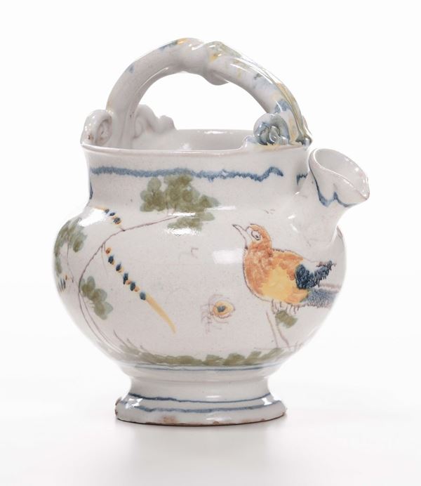 Varsatoio in maiolica policroma, XVIII secolo