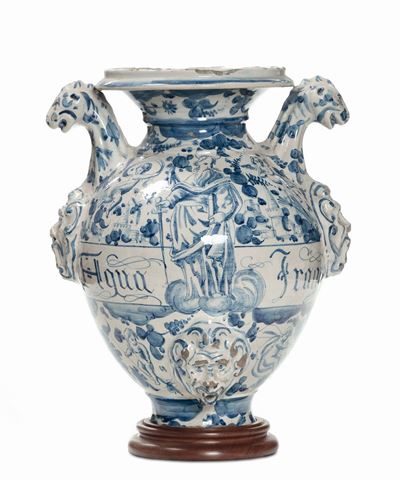 Idria in Maiolica a Decoro Bianco e Blu
