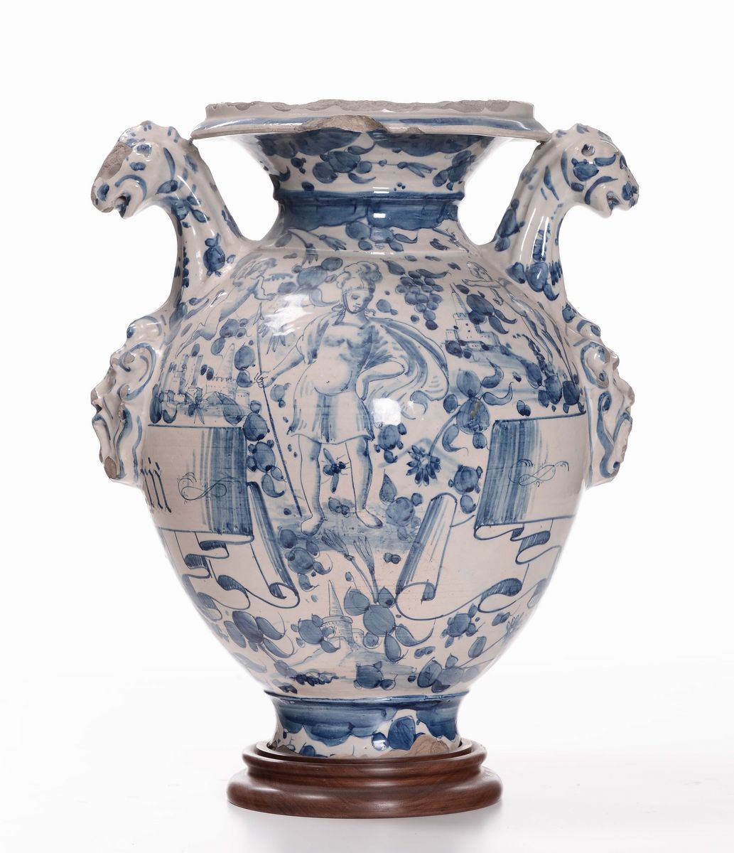 Idria in Maiolica a Decoro Bianco e Blu