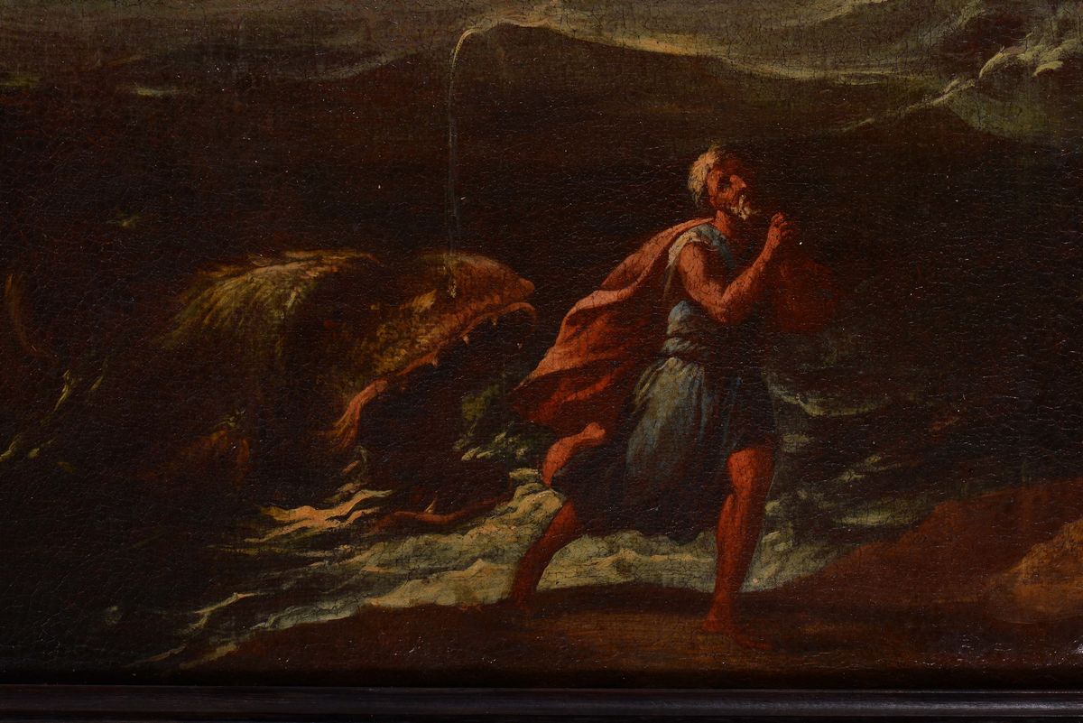 Scuola Italiana del XVII Secolopaesaggio con Giona e la Balena