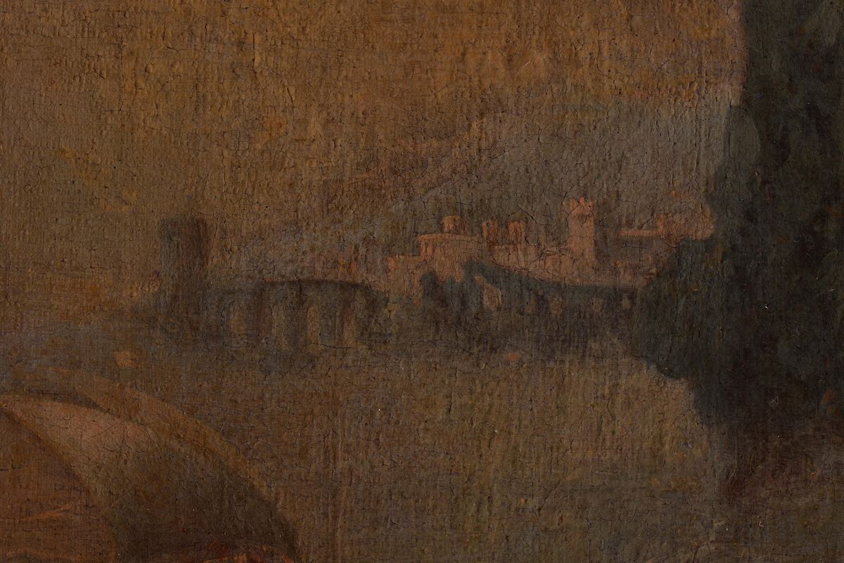 Scuola Italiana del XVII Secolopaesaggio con Giona e la Balena