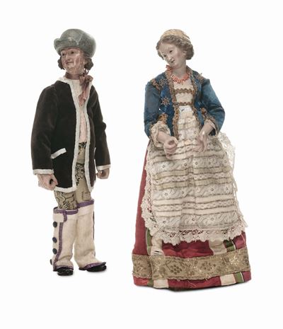 Coppia di Popolani, Manifattura Genovese, XVIII Secolo, di Tipologia Analoga alle Figure Presenti...