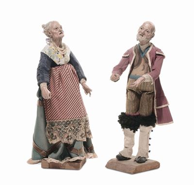 Coppia di Vecchi Popolani, Manifattura Genovese, XVIII Secolo