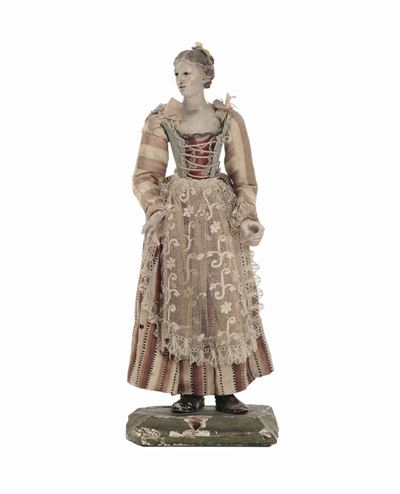 Popolana con Abito a Righe e Grembiule in Pizzo, Bottega di Pasquale Navone (1746-1791), Manifatt...
