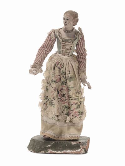 Popolana con Abito a Righe Rosse e Grembiule Floreale, Bottega di Pasquale Navone (1746-1791), Ma...