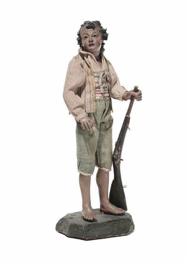 Figura di giovinetto con fucile, bottega di Pasquale Navone (1746-1791), manifattura genovese