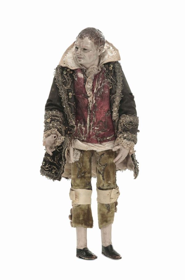 Nobiluomo con giacca e vesti riccamente ricamate, bottega di G.B. Garaventa (1777-1840), manifattura genovese