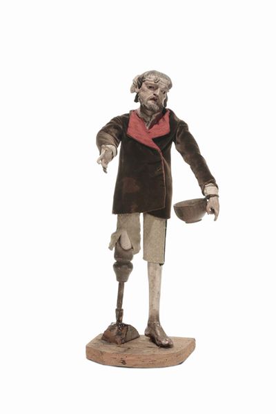 Rara Figura di Mendicante Zoppo, Manifattura Genovese, XVIII Secolo