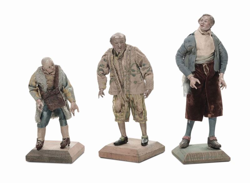 Tre figure di pastori, manifattura genovese, XVIII secolo  - Auction Sculptures of the Genoese and Neapolitan Crib - I - Cambi Casa d'Aste