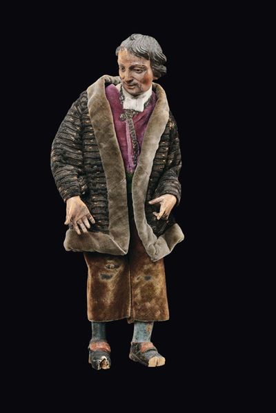 Vecchio Pastore con Gilet Rosa, Manifattura Napoletana, XVIII Secolo