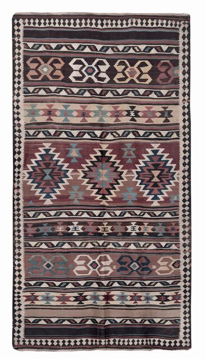 Kilim Persiano Shasavan Fine XIX Inizio XX Secolo