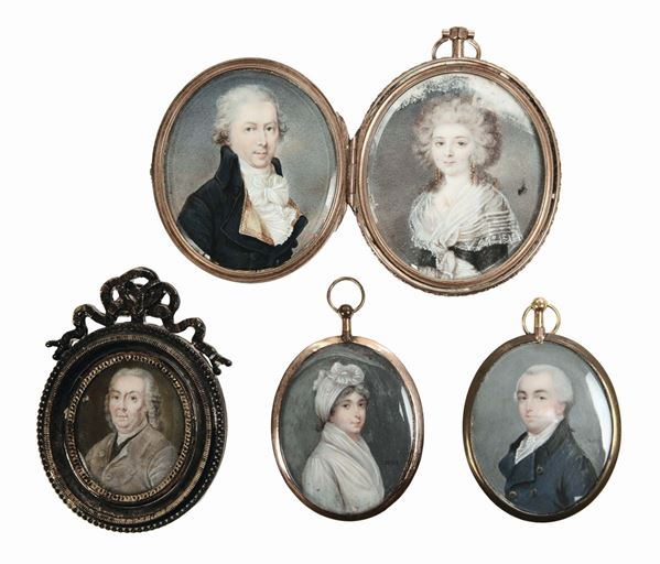 Quattro piccole miniature ovali, XIX-XX secolo