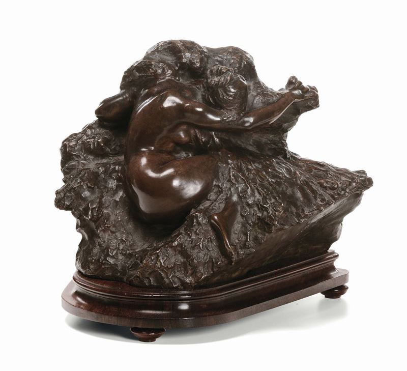 Gruppo in bronzo con figura femminile, Hohwiller Fondeur  - Auction Fine Arts from refined private house - Cambi Casa d'Aste