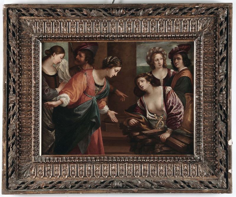 Giovanni Francesco Barbieri detto il Guercino (Cento 1591 - Bologna 1666), scuola di Suicidio di Didone  - Asta Dipinti Antichi - Cambi Casa d'Aste
