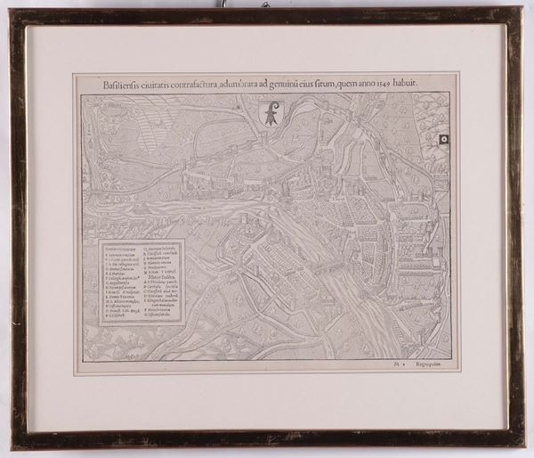 Stampa con carta geografica datata 1549