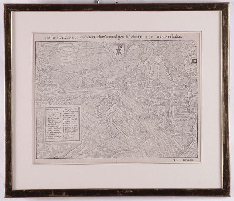 Stampa con carta geografica datata 1549  - Asta Antiquariato, Affidamenti da raffinate dimore private - Cambi Casa d'Aste