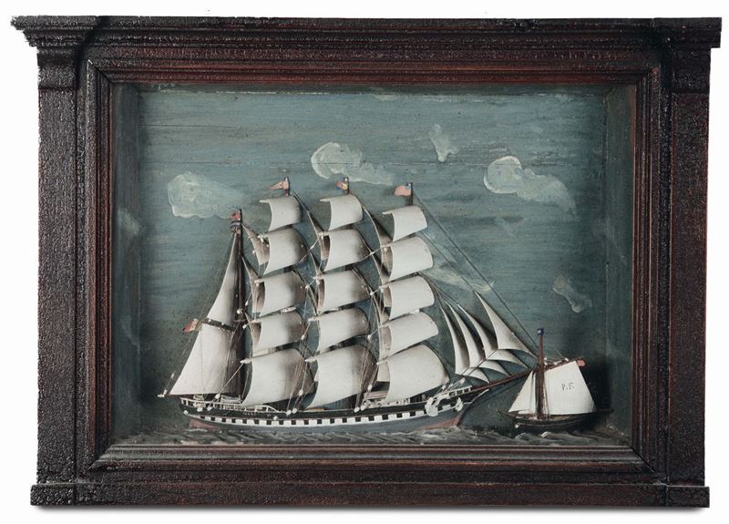 Diorama con nave pilotina  - Asta Antiquariato, Affidamenti da raffinate dimore private - Cambi Casa d'Aste