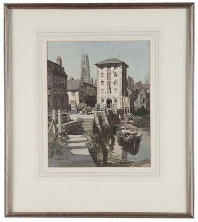 Leonard Russel Squirrell (1893-1979)veduta Cittadina con Canale, 1954