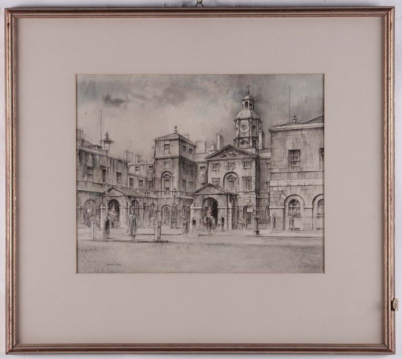 Lawrence Josset (1910-1995) Veduta cittadina con chiesa  - Auction Fine Arts from refined private house - Cambi Casa d'Aste